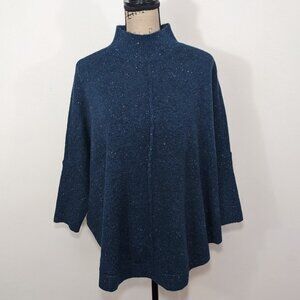 NWT LOFT Womens Sweater Relaxed Oversized Mock Neck Heathered Blue Size M